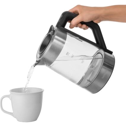 Sencor - Ταχυβραστήρας με ρύθμιση θερμοκρασίας 1,7 l 2200W/230V ματ χρώμιο/μαύρο