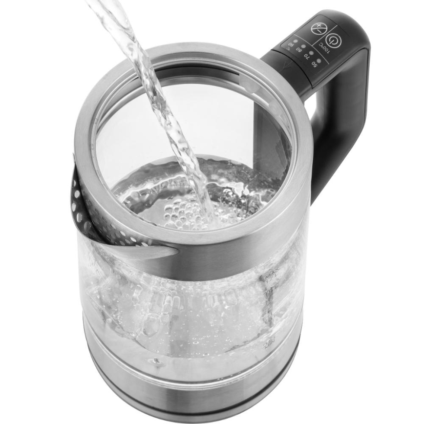 Sencor - Ταχυβραστήρας με ρύθμιση θερμοκρασίας 1,7 l 2200W/230V ματ χρώμιο/μαύρο