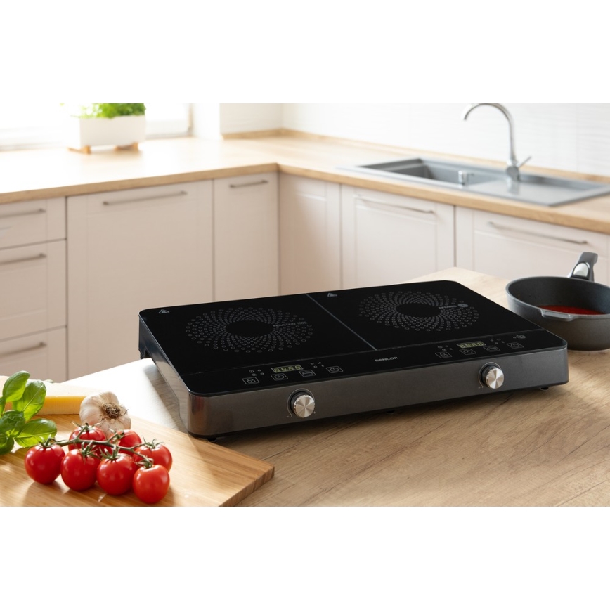Sencor - Επαγωγική εστία δύο ζωνών με οθόνη LCD 3400W/230V