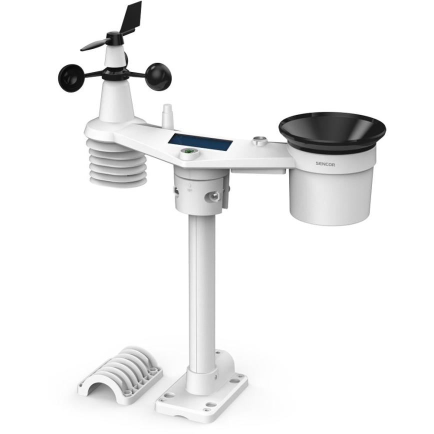 Sencor - Επαγγελματικός μετεωρολογικός σταθμός με έγχρωμη οθόνη LCD 5V 1xCR2032 + 3xAA + 2xAA Wi-Fi Tuya