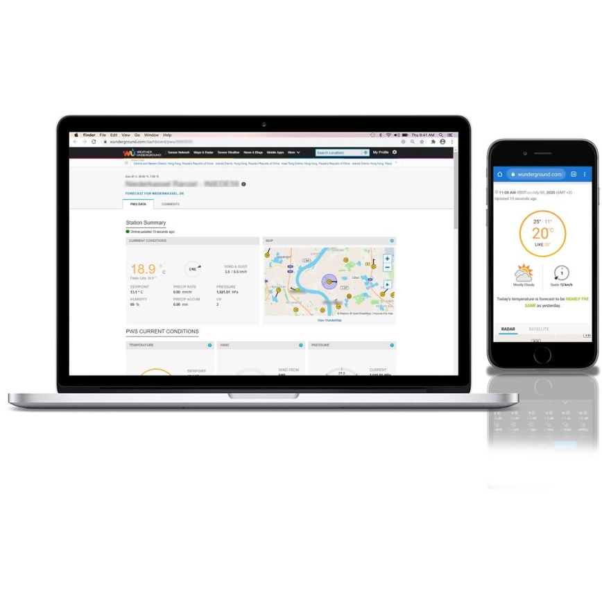 Sencor - Επαγγελματικός μετεωρολογικός σταθμός με έγχρωμη οθόνη LCD 5V 1xCR2032 + 3xAA + 2xAA Wi-Fi Tuya