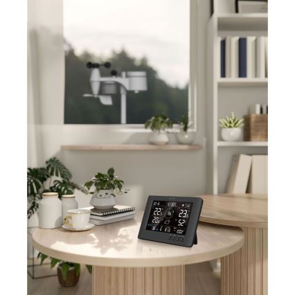 Sencor - Επαγγελματικός μετεωρολογικός σταθμός με έγχρωμη οθόνη LCD και ξυπνητήρι, 5V/1xCR2032 + 3xAA