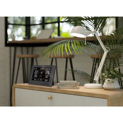 Sencor - Επαγγελματικός μετεωρολογικός σταθμός με έγχρωμη οθόνη LCD και ξυπνητήρι, 5V/1xCR2032 + 3xAA