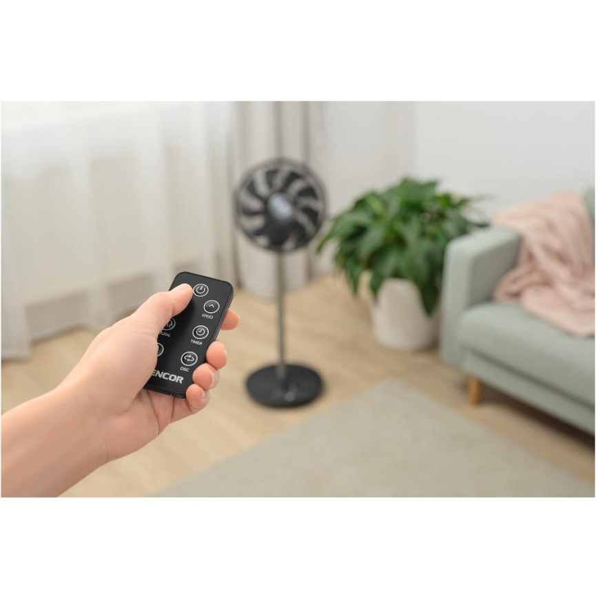 Sencor - Ανεμιστήρας δαπέδου 3D UltraSilent 26W/230V Wi‑Fi μαύρος + τηλεχειριστήριο