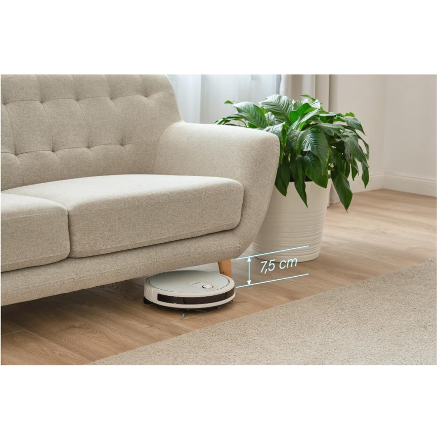 Sencor - Έξυπνη ρομποτική σκούπα με λειτουργία σφουγγαρίσματος 2 σε 1, 28W/2600 mAh, Wi-Fi, λευκή + τηλεχειριστήριο