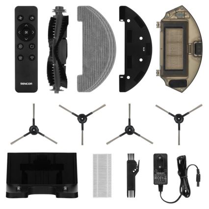 Sencor - Έξυπνη ρομποτική σκούπα με λειτουργία σφουγγαρίσματος 2 σε 1, 28W/2600 mAh, Wi-Fi, λευκή + τηλεχειριστήριο