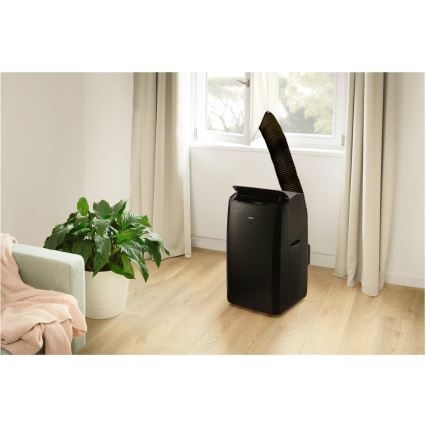 Sencor - Έξυπνο φορητό κλιματιστικό 4 σε 1 με πλήρη εξαρτήματα 900W/230V 9000 BTU Wi-Fi μαύρο + τηλεχειριστήριο