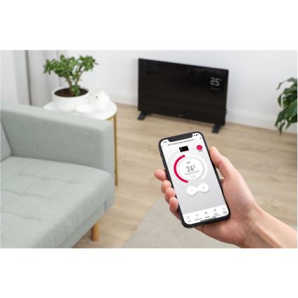 Sencor - Έξυπνος ηλεκτρικός θερμαντήρας/κονβέκτορας 2000W/230V IP24 Wi‑Fi μαύρος + τηλεχειριστήριο