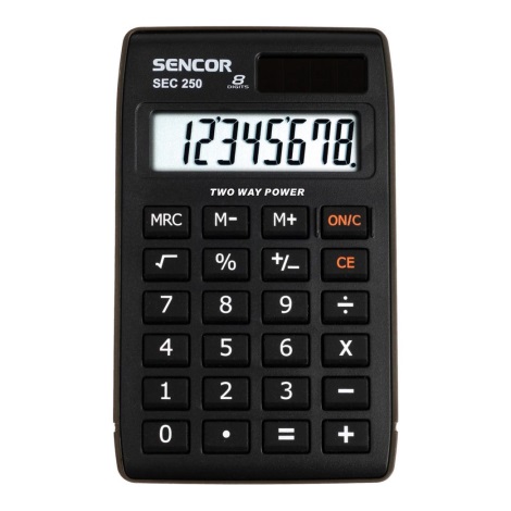 Sencor - Αριθμομηχανή τσέπης 1xLR1130 μαύρο