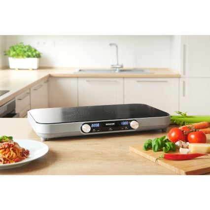 Sencor - Διπλή εστία κεραμικής εστίας με οθόνη LCD 3500W/230V