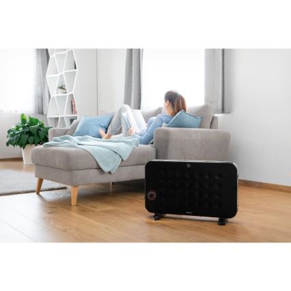 Sencor - Ηλεκτρικός θερμοπομπός 750/1250/2000W/230V θερμοστάτης IP24 μαύρο