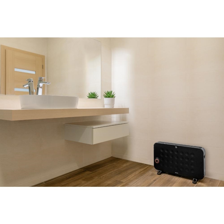Sencor - Ηλεκτρικός θερμοπομπός 750/1250/2000W/230V θερμοστάτης IP24 μαύρο