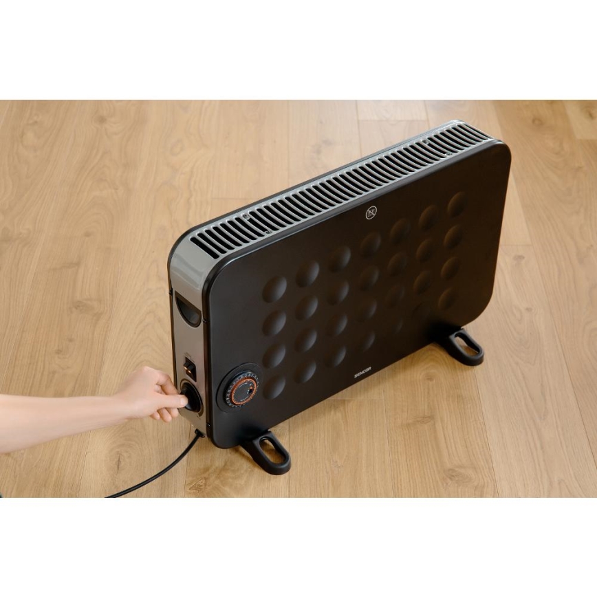 Sencor - Ηλεκτρικός θερμοπομπός 750/1250/2000W/230V θερμοστάτης IP24 μαύρο