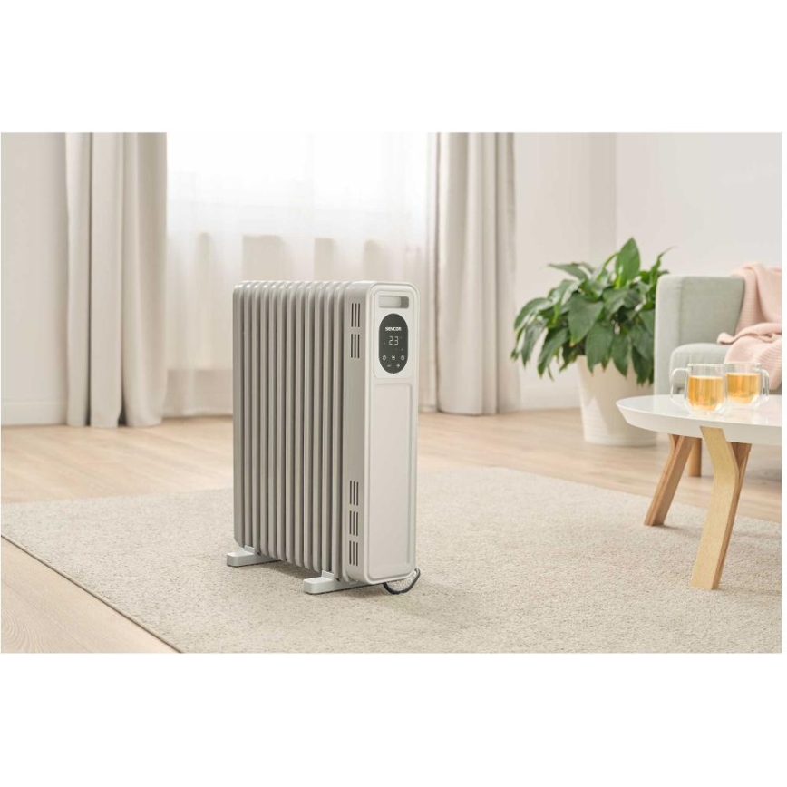 Sencor - Θερμαντήρας λαδιού με 13 στοιχεία 1000/2500W/230V, λευκός + τηλεχειριστήριο