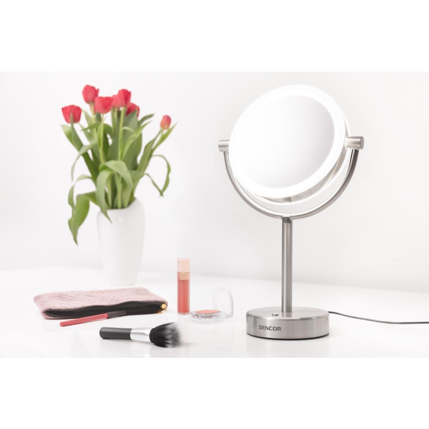 Sencor - Καθρέφτης μακιγιάζ με οπίσθιο φωτισμό LED LED/5W/230V ανοξείδωτο ατσάλι