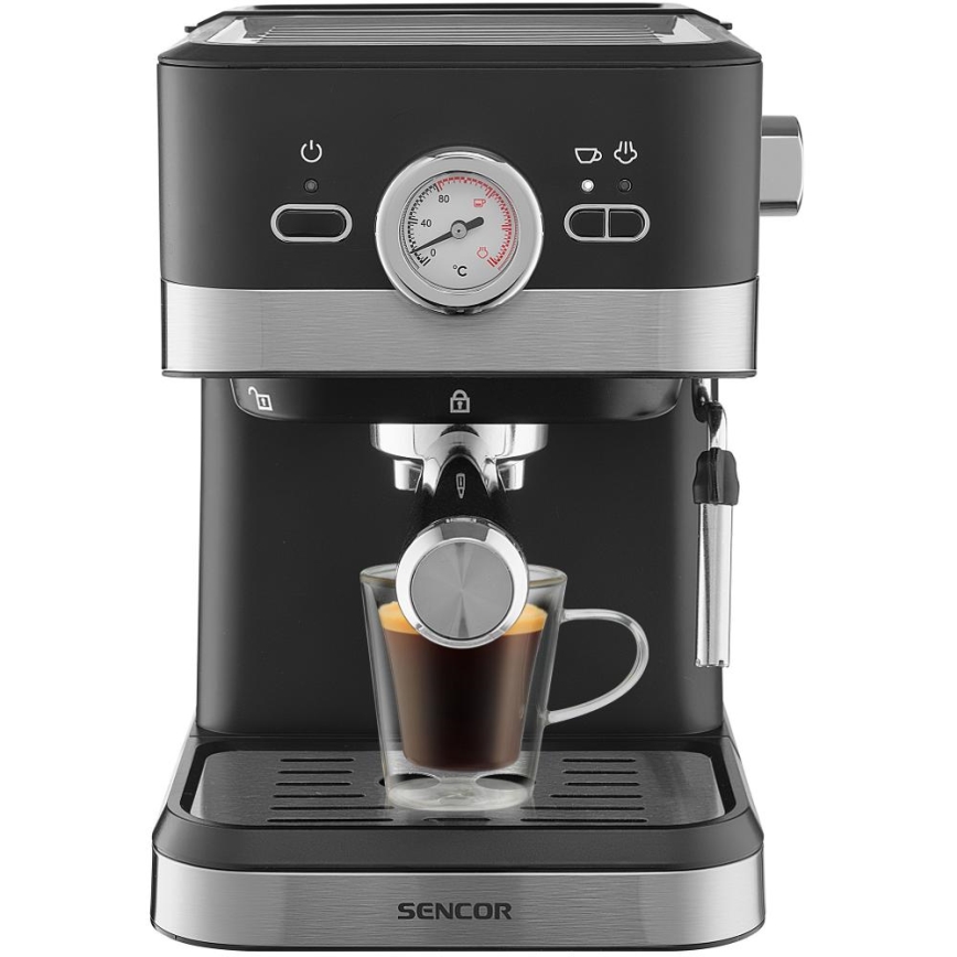 Sencor - Καφετιέρα πίεσης espresso 1050W/230V μαύρο/ματ χρώμιο