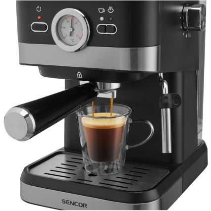 Sencor - Καφετιέρα πίεσης espresso 1050W/230V μαύρο/ματ χρώμιο