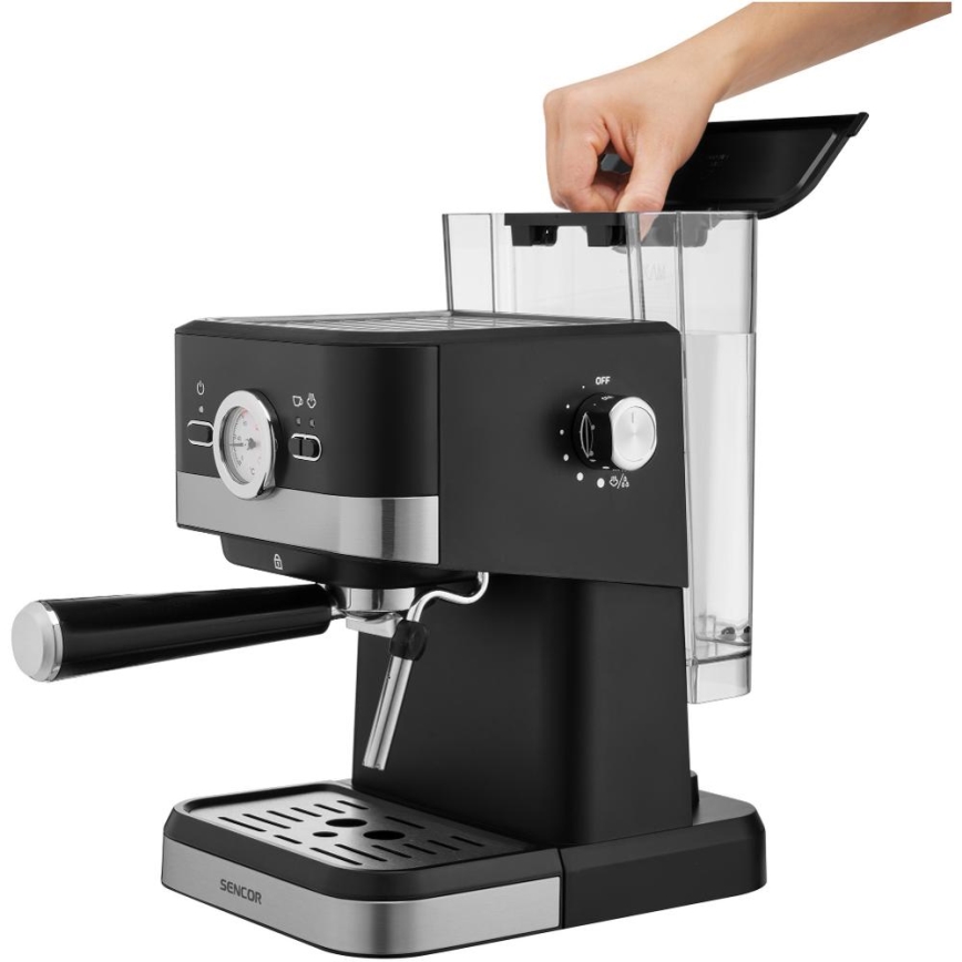 Sencor - Καφετιέρα πίεσης espresso 1050W/230V μαύρο/ματ χρώμιο