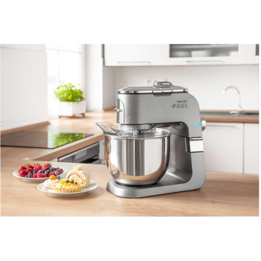 Sencor - Κουζινομηχανή με ανοξείδωτο μπολ 1700W/230V ματ χρώμιο