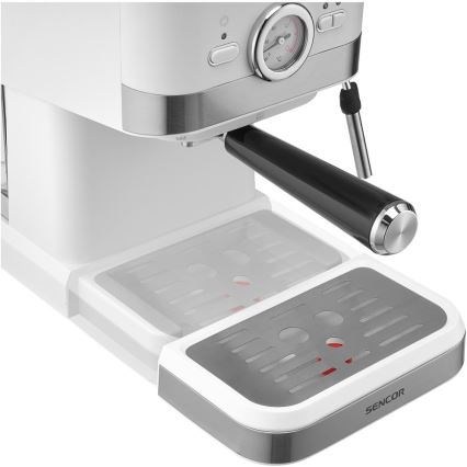 Sencor - Μηχανή εσπρέσο με μοχλό 1050W/230V λευκή/ματ χρώμιο