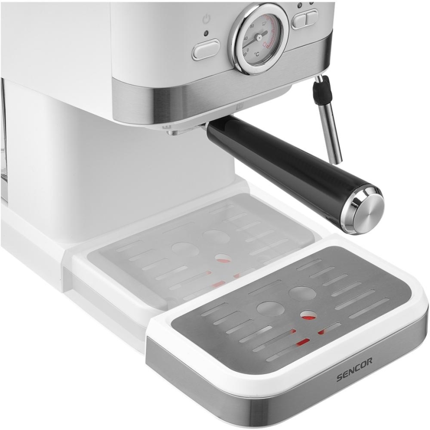 Sencor - Μηχανή εσπρέσο με μοχλό 1050W/230V λευκή/ματ χρώμιο