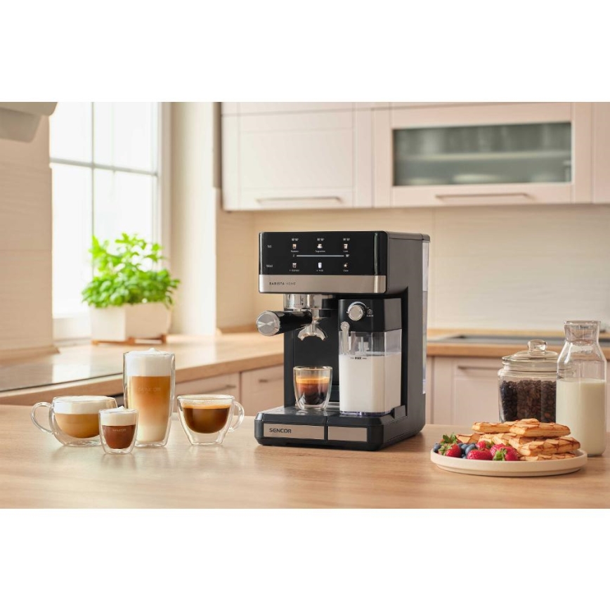 Sencor - Μηχανή εσπρέσο με μοχλό 1350W/230V μαύρο/ματ χρώμιο