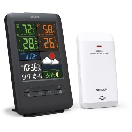 Sencor - Μετεωρολογικός σταθμός με έγχρωμη οθόνη LCD 5V/1xCR2032 + 2xAA