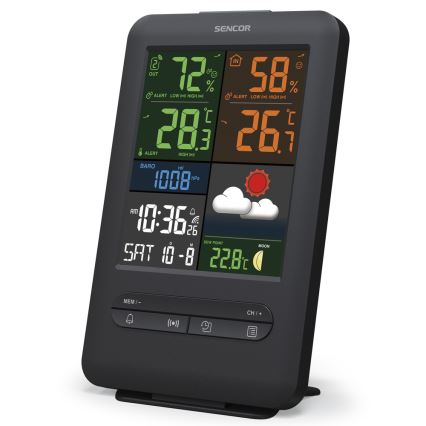 Sencor - Μετεωρολογικός σταθμός με έγχρωμη οθόνη LCD 5V/1xCR2032 + 2xAA