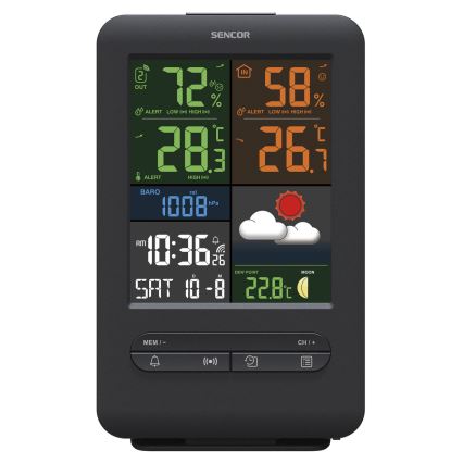 Sencor - Μετεωρολογικός σταθμός με έγχρωμη οθόνη LCD 5V/1xCR2032 + 2xAA