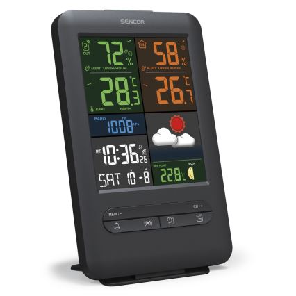 Sencor - Μετεωρολογικός σταθμός με έγχρωμη οθόνη LCD 5V/1xCR2032 + 2xAA