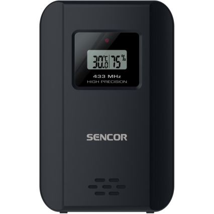 Sencor - Μετεωρολογικός σταθμός με έγχρωμη οθόνη LCD και ρολόι ξυπνητήρι 3xAAA + 2x AA μαύρο