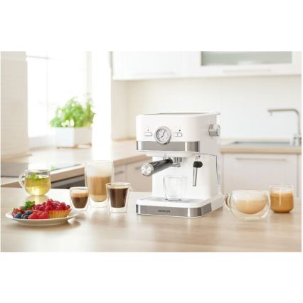 Sencor - Μηχανή εσπρέσο με μοχλό 1050W/230V λευκή/ματ χρώμιο