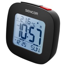 Sencor - Ξυπνητήρι με οθόνη LCD και θερμόμετρο 2xAAA μαύρο