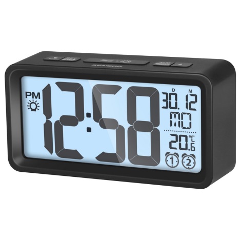 Sencor - Ξυπνητήρι με οθόνη LCD και με θερμόμετρο εσωτερικού χώρου 2xAAA μαύρο