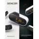 Sencor - Ραδιόφωνο ξυπνητήρι με οθόνη LED και προτζέκτορα 5W/230V λευκό