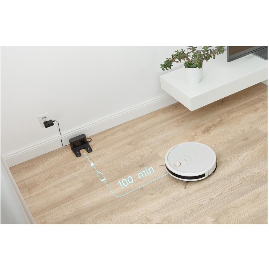 Sencor - Σκούπα ρομπότ με ένα mop 2σε1 28W/2600 mAh Wi-Fi λευκό + τηλεχειριστήριο