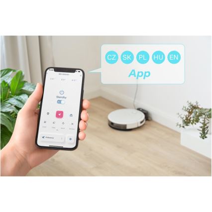 Sencor - Σκούπα ρομπότ με ένα mop 2σε1 28W/2600 mAh Wi-Fi λευκό + τηλεχειριστήριο
