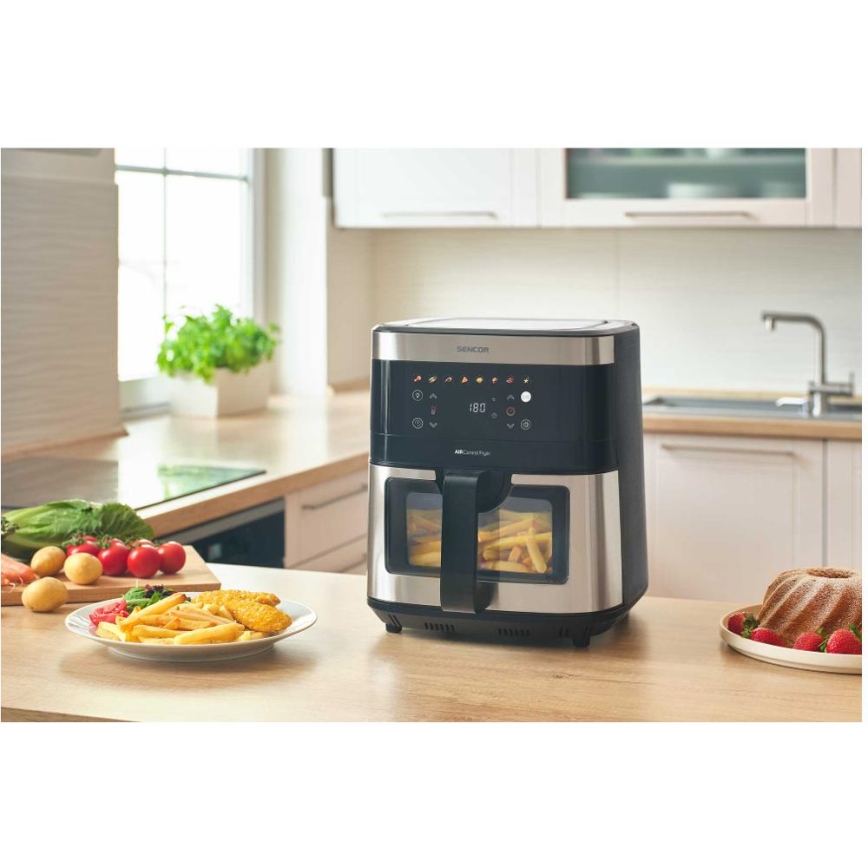 Sencor - Φριτέζα θερμού αέρα 9 l 1700W/230V μαύρο/ματ χρώμιο