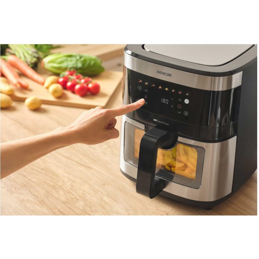 Sencor - Φριτέζα θερμού αέρα 9 l 1700W/230V μαύρο/ματ χρώμιο