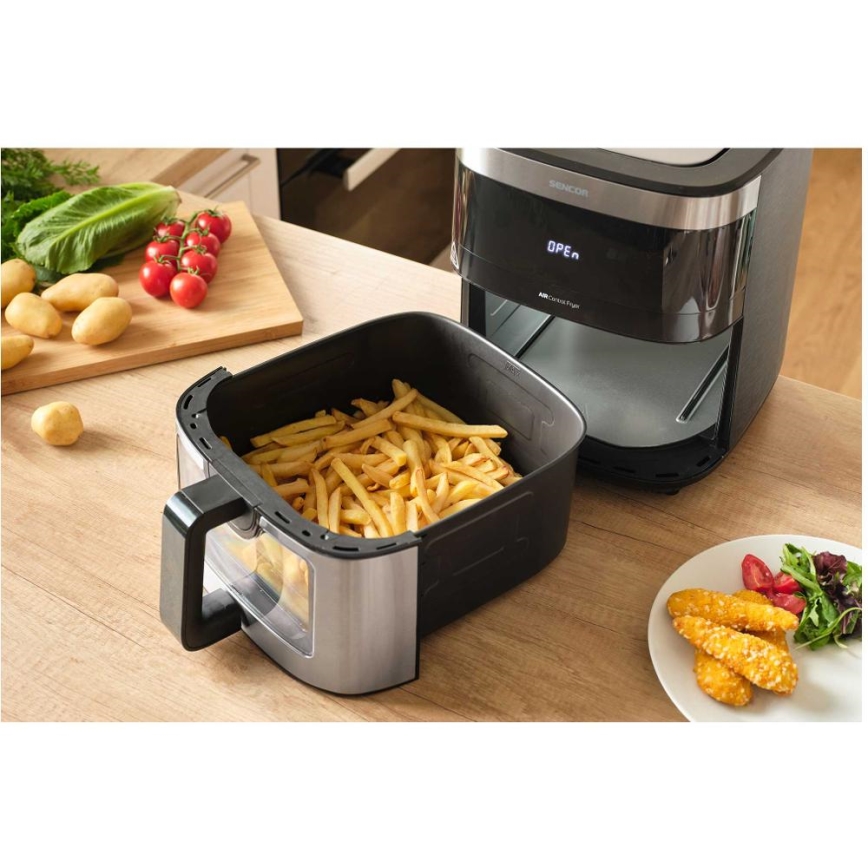Sencor - Φριτέζα θερμού αέρα 9 l 1700W/230V μαύρο/ματ χρώμιο