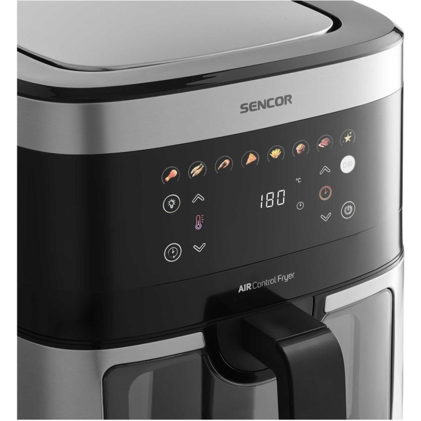 Sencor - Φριτέζα θερμού αέρα 9 l 1700W/230V μαύρο/ματ χρώμιο