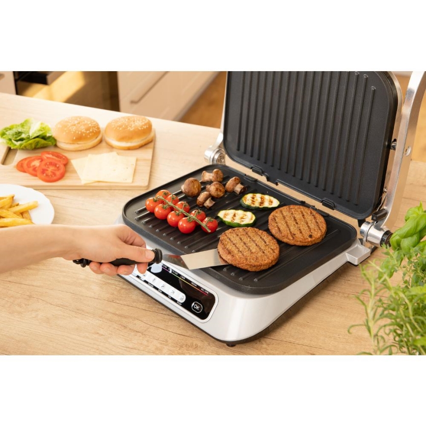 Sencor - Ψησταριά/Γκριλιέρα 2100W/230V ματ χρώμιο