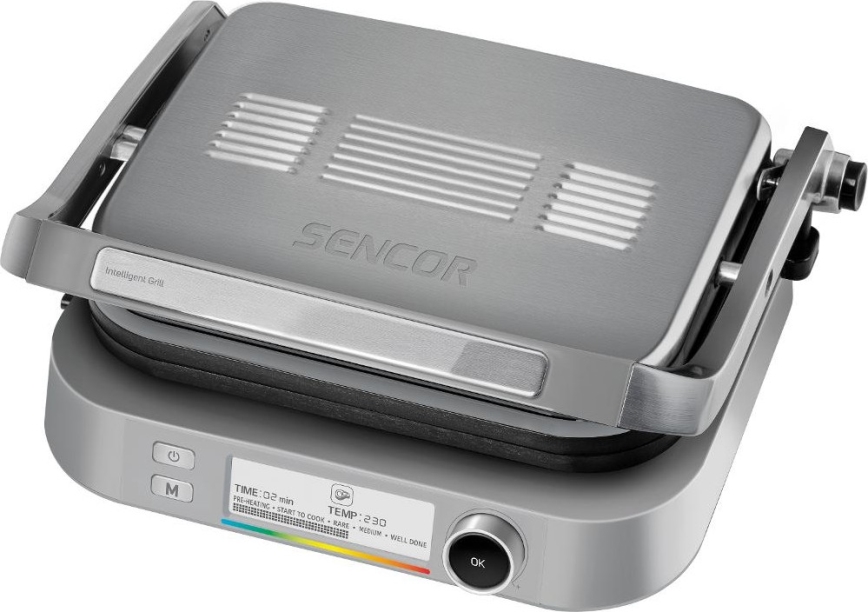 Sencor - Ψησταριά/Γκριλιέρα 2100W/230V ματ χρώμιο