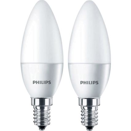 SET 2x LED κερί Philips E14/4W/230V - CANDLE