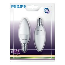 SET 2x LED κερί Philips E14/4W/230V - CANDLE
