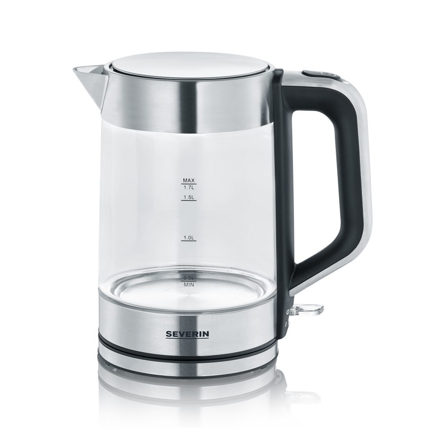 Severin WK 3420 - Ηλεκτρικός βραστήρας 1,7 l 2200W/230V, ανοξείδωτος με γυάλινο δοχείο
