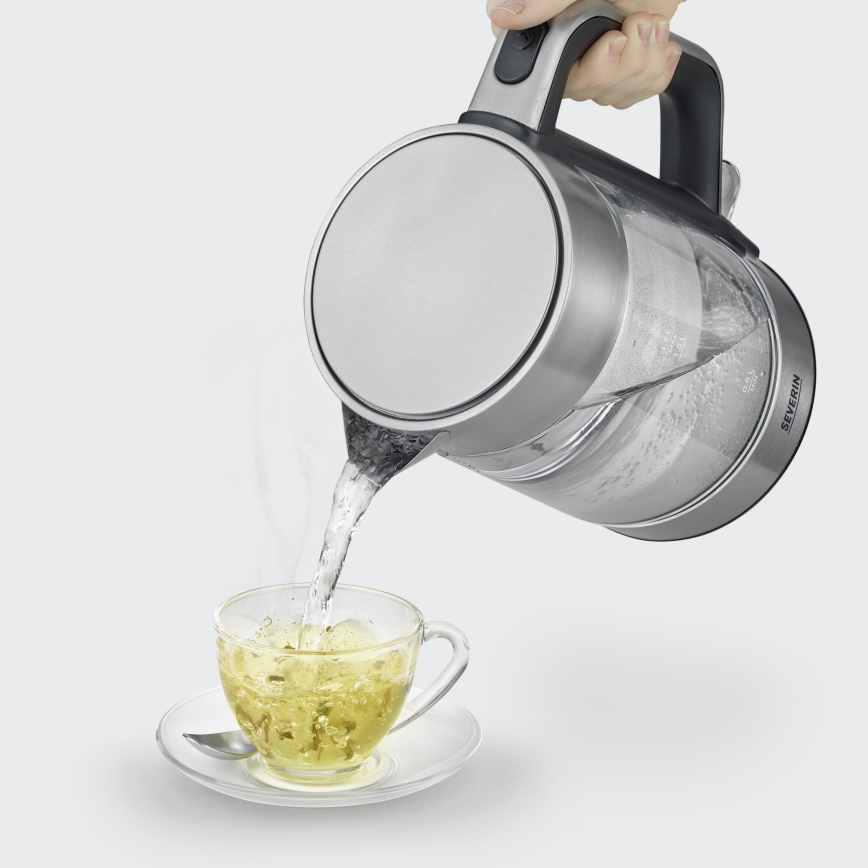 Severin WK 3420 - Ηλεκτρικός βραστήρας 1,7 l 2200W/230V, ανοξείδωτος με γυάλινο δοχείο