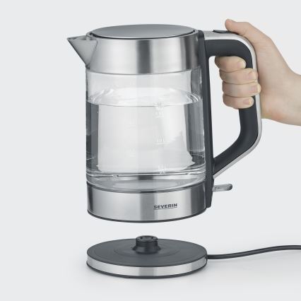 Severin WK 3420 - Ηλεκτρικός βραστήρας 1,7 l 2200W/230V, ανοξείδωτος με γυάλινο δοχείο