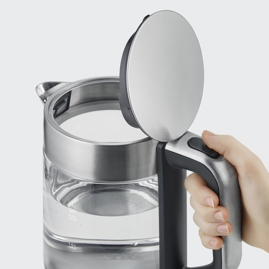 Severin WK 3420 - Ηλεκτρικός βραστήρας 1,7 l 2200W/230V, ανοξείδωτος με γυάλινο δοχείο