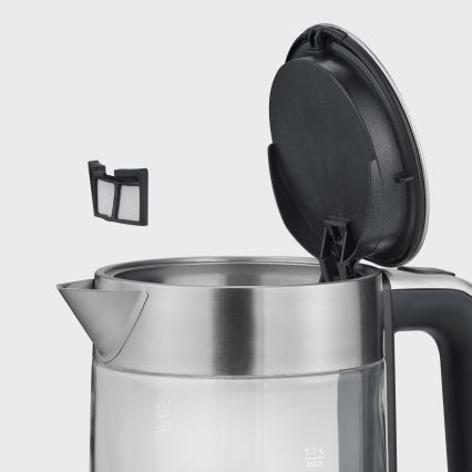 Severin WK 3420 - Ηλεκτρικός βραστήρας 1,7 l 2200W/230V, ανοξείδωτος με γυάλινο δοχείο